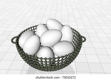 Basket of white eggs