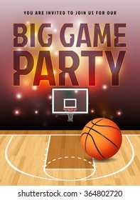 Basketball Ball And Court Big Game Party Illustration.