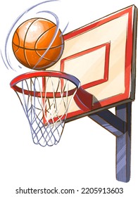 Basketball Ball Goes Into Basket Stock Illustration 2205913603