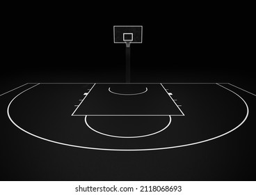 Basketball Court - Black And White