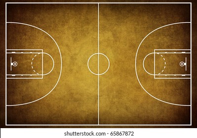 Basketball Court Floor Plan On Vintage Background