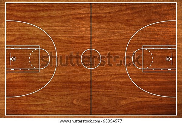 木柄のバスケットコートの平面図 のイラスト素材