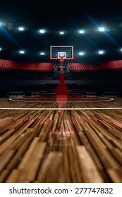 Basketball court. Sport arena. 3d render background. unfocus in long shot distance