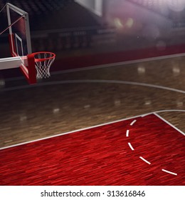 Basketball Court. Sport Arena.  Background. Unfocus In Long Shot Distance