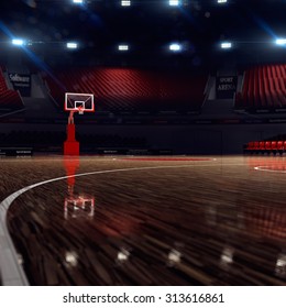 Basketball Court. Sport Arena.  Background. Unfocus In Long Shot Distance