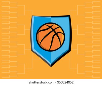 A Basketball Emblem With Tournament Bracket.