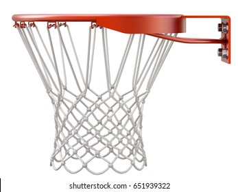 Basketball hoop and net isolated on white background - 3D illustration