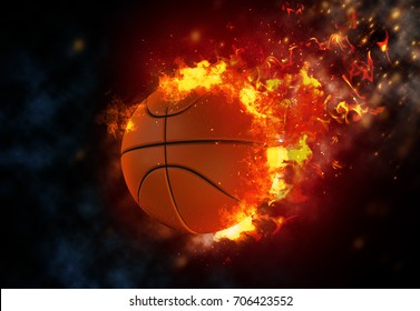 Basketball On Fire 3d Illustrate Stock Illustration 706423552