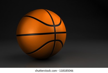 Basketball Over The Dark Background