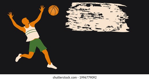 Basketball player with ball - abstract grunge background -  Motivation for action. Sports banner - Powered by Shutterstock