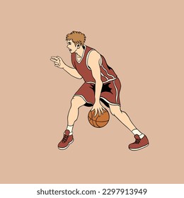 Basketball player dribbling the ball illustration  - Powered by Shutterstock