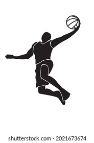 Basketball Player Jumping Putting Ball Basket Stock Illustration ...