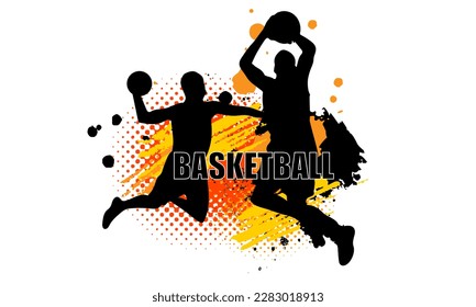 basketball player silhouette are playing with typography and splatter graphic on white background - Powered by Shutterstock