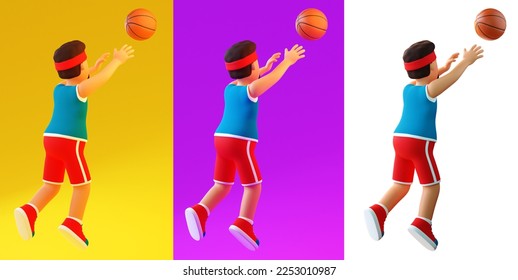 Basketball player throws the ball - back view. 3D illustration. - Powered by Shutterstock