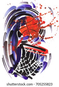 Similar Images, Stock Photos & Vectors of Basketball and ring drawing