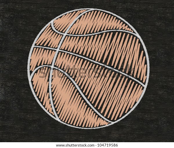 Basketball Written On Blackboard Background High Stock Illustration