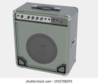 Bass Amplifier Isolated On Background. 3d Rendering - Illustration