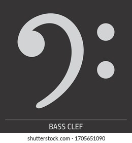 Bass Clef icon illustration on gray background with label