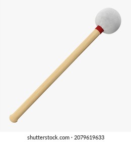 Bass Drum Mallet 3D Rendering Isolated On White Background