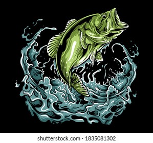 Bass Fish Illustration Drawing Art