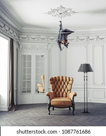 The Bat as a ceiling. Photo and 3d elements combinated creative illustration