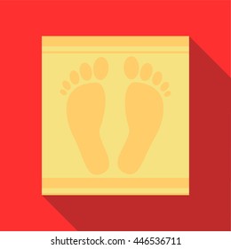 Bath Mat Icon In Flat Style On A Red Background