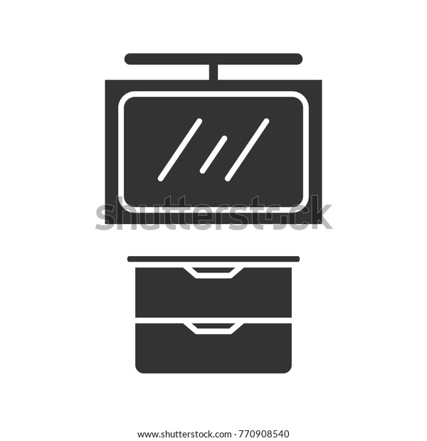 Bathroom Cabinet Glyph Icon Silhouette Symbol Stock Illustration