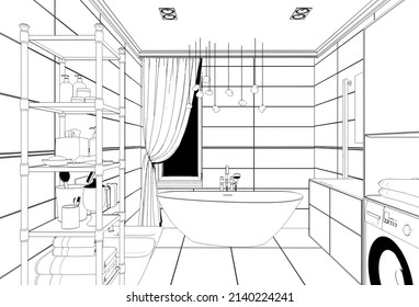 Visualization Modern Residential Interior Design 3d Stock Illustration ...