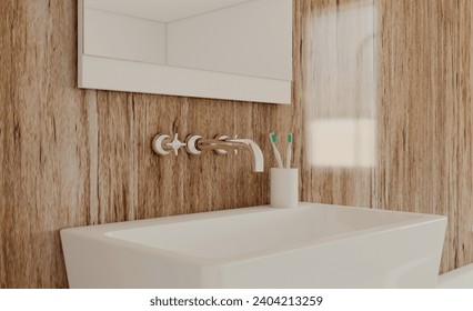 Bathroom interior bathtub. 3D rendering.