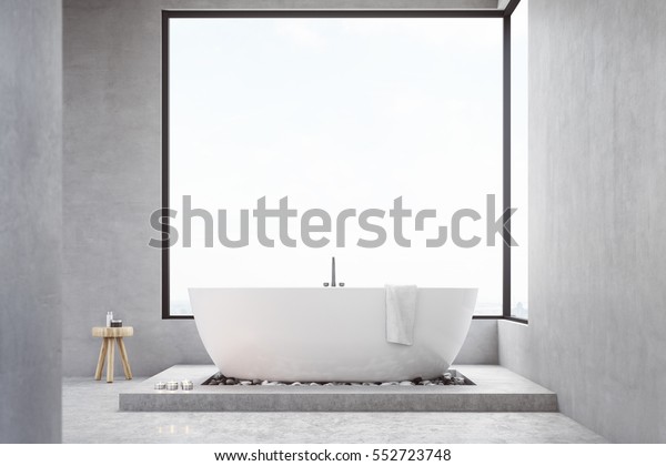 Bathroom Interior Large Square Window Bathtub Stock Illustration 552723748