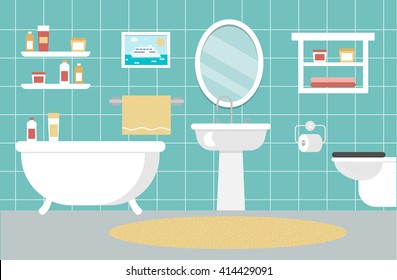 Bathtub Shower Interior Mockup Set Realistic Stock Illustration ...