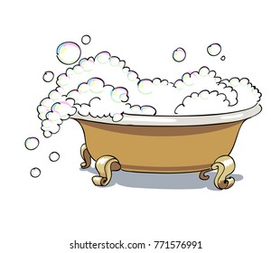 Bathtub Cartoon Image Artistic Freehand Drawing: ภาพประกอบสต็อก