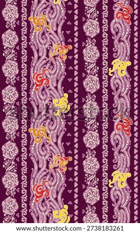 batik solid modern textile illustrations design, arrangement with a big hibiscus flower, all-over seamless  pattern with blue and yellow tone color digital image printing factory
