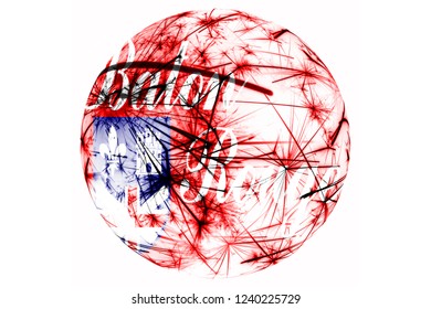 Baton Rouge, Louisiana Fireworks Sparkling Flag Ball. New Year, Christmas And National Day Ornament And Decoration Concept