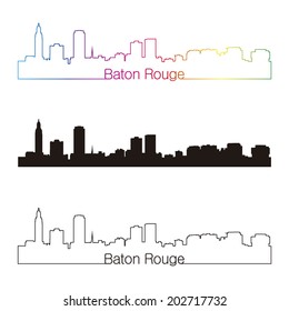 Baton Rouge skyline linear style with rainbow