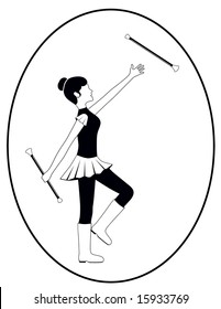 Baton Twirler Silhouette Illustration