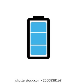 Зарядка батареи плоские значки синего цвета. Зарядка аккумулятора, индикатор заряда. Значок PNG полностью заряженной батареи.