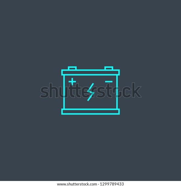 battery concept blue line\
icon. Simple thin element on dark background. battery concept\
outline symbol design from Car service set. Can be used for web and\
mobile UI/UX
