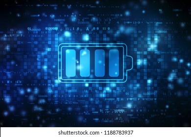 Battery Icon in digital background, battery Supply Concept Background, Energy Efficiency Concept