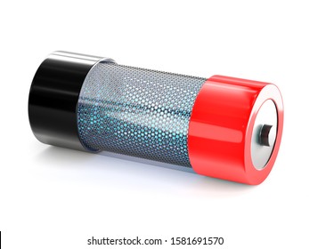 Battery made of graphene technology, isolated on a white background. 3d illustration
