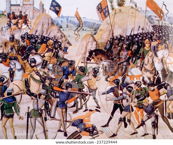 イギリスのエドワード3世 クレシーの戦いは 1346年8月26日 フランスのフィリップ6世を破った のイラスト素材