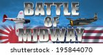 Battle of Midway banner for the pacific War between Japan and USA. Torpedo Bomber and Japanese fighter