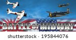 Battle of Midway banner for the pacific War between Japan and USA. Torpedo Bomber and Japanese fighter