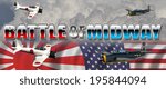 Battle of Midway banner for the pacific War between Japan and USA. Torpedo Bomber and Japanese fighter