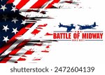 Battle of Midway vektor background , June 4-6, 1942 . a historic naval battle between the United States and Japan during World War II.
