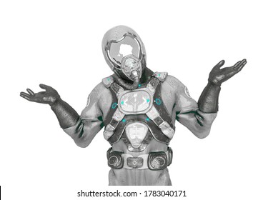 battle pilot is doing a pose say what meme in white background, 3d illustration