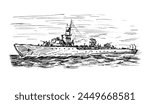 Battleship - sketch ink art illustration