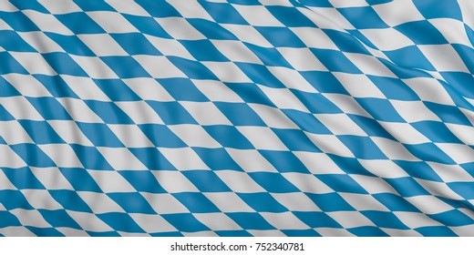 Bavaria, Germany. Waving In The Wind Flag Of Bavaria, Germany Background. 3d Illustration