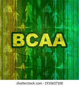 BCAA Acronym. Branched Chain Amino Acids. Silhouettes Of Muscular Man