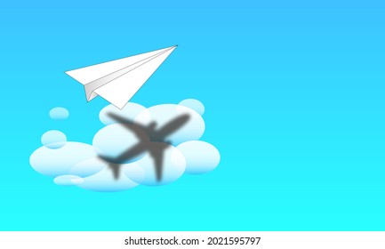 Be yourself. Reflection. A white paper airplane. Stock Image